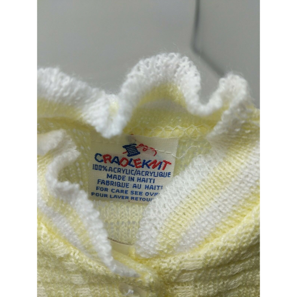Cradle Knit Infant Baby Sweater Hat Bootie Set Yellow VTG 1970s 70s 80s 1980s - Picture 8 of 9